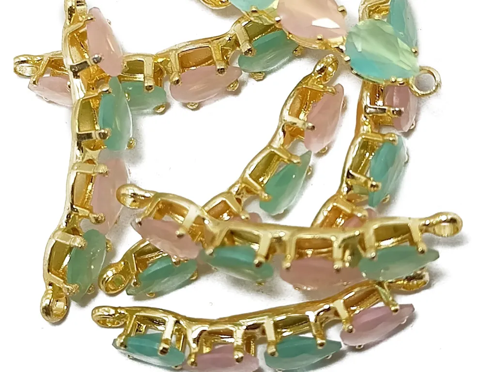 Green & Peach Caterpillar Stone Charms