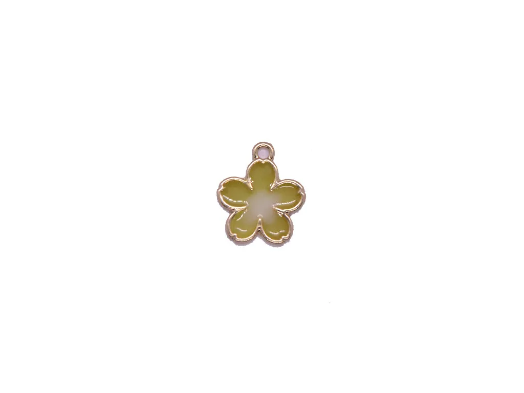 Green Flower Enamel Metal Charms