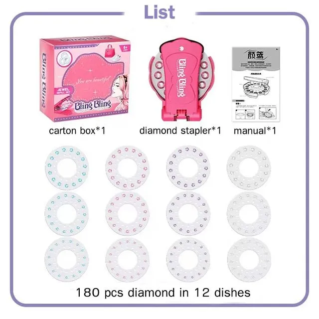 Hair Bling Stamp- Girls Glam Collection   180 Colorful Gems
