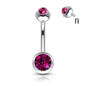 Internally Threaded Belly Ring - Hot Pink
