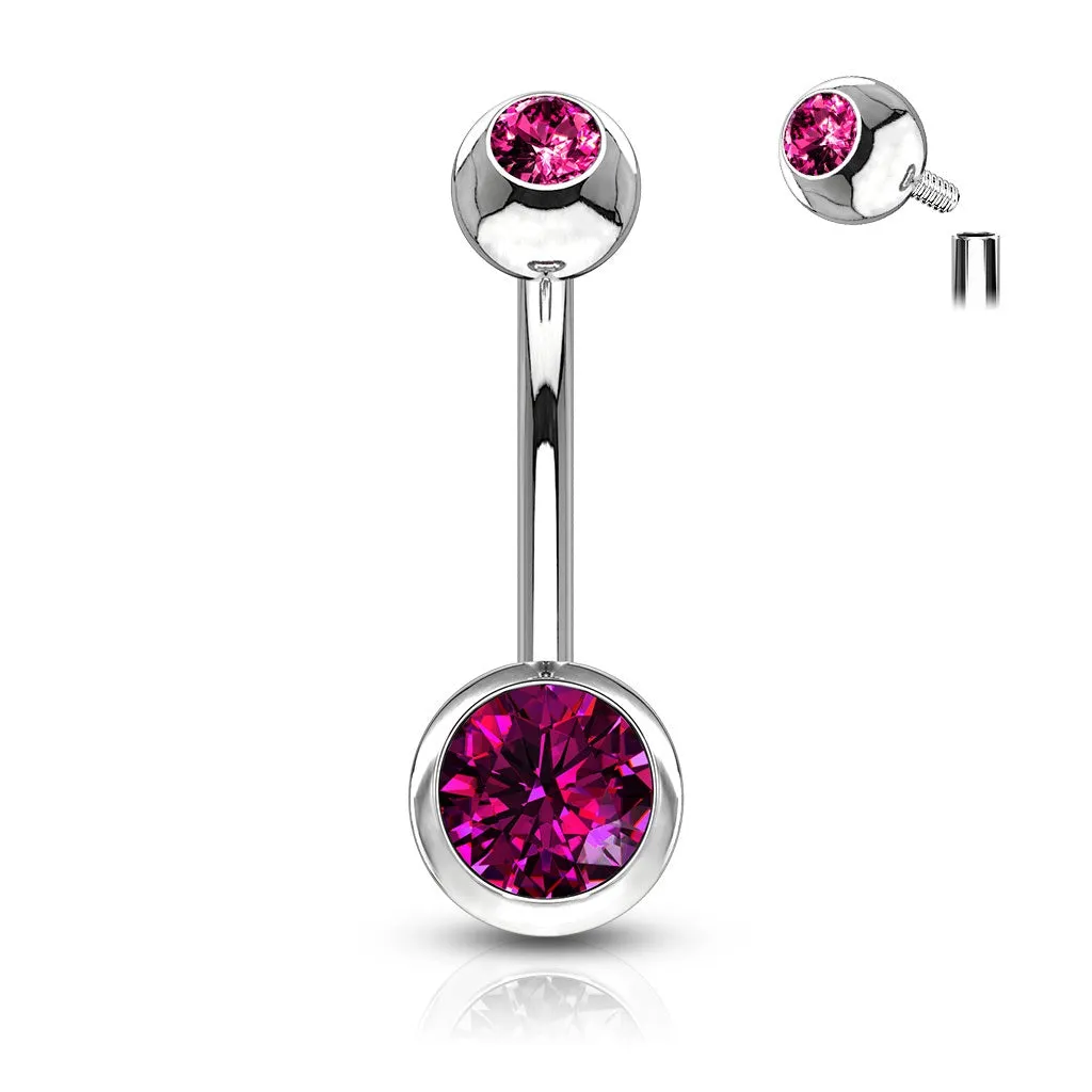 Internally Threaded Belly Ring - Hot Pink
