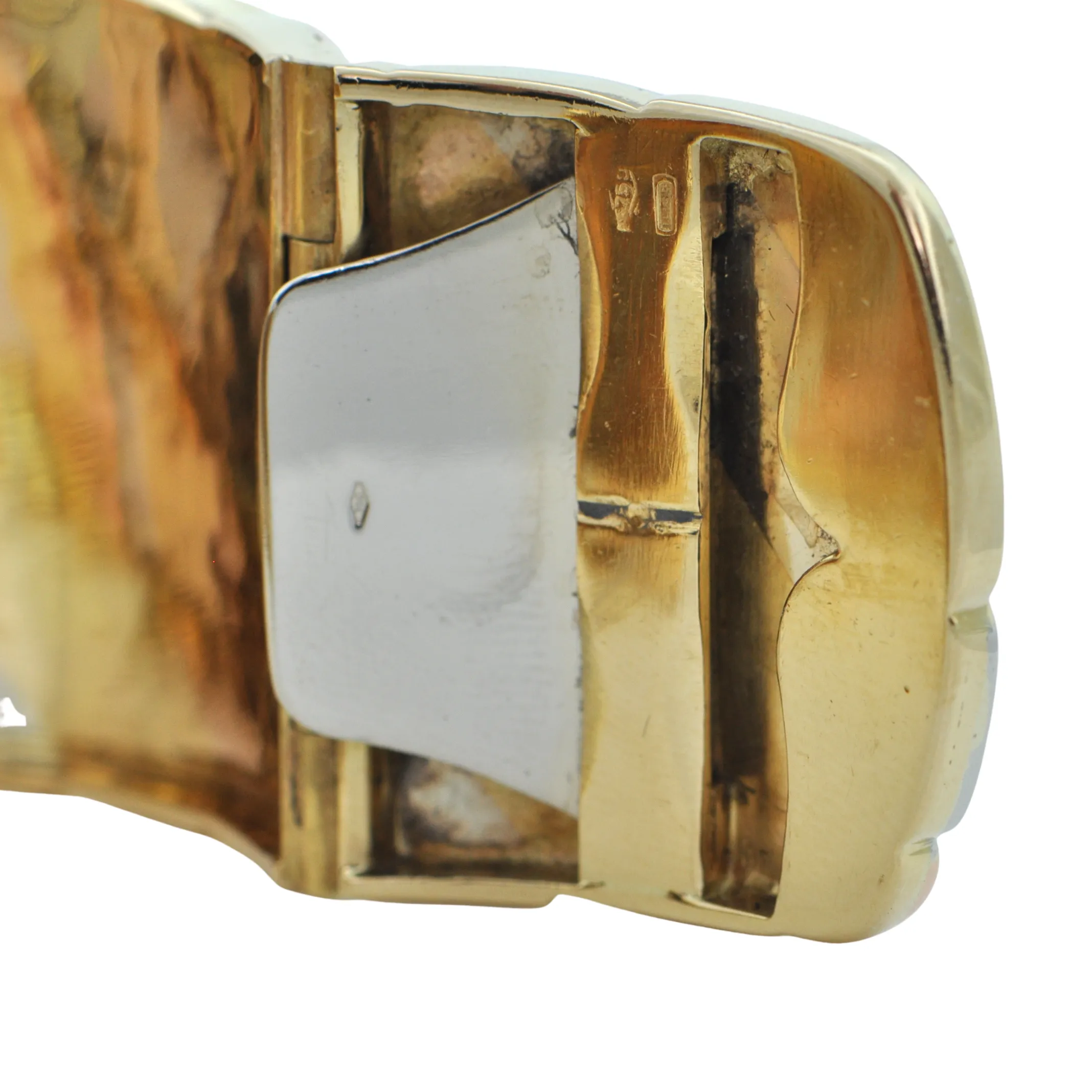 Italian 18K Yellow, White, and Rose Gold Hinged Cuff