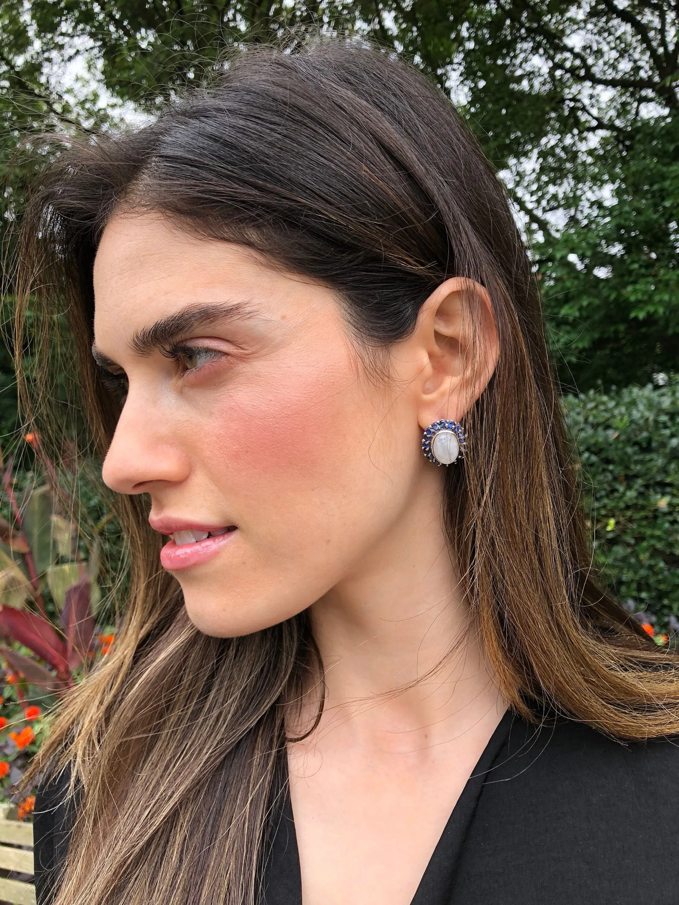 Large Green Earrings - Malachite Earrings - Vintage Statement Studs