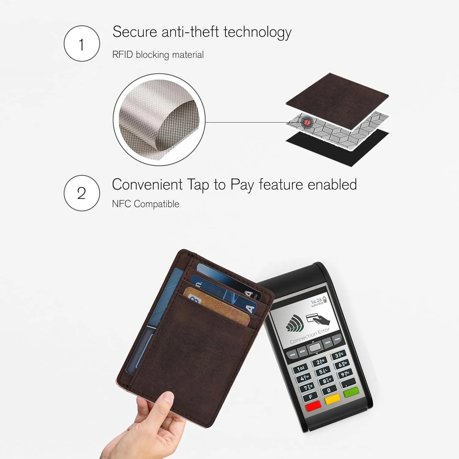 Leather Minimalist Wallet for Men & Women RFID Front Pocket Leather Card Holder Wallets
