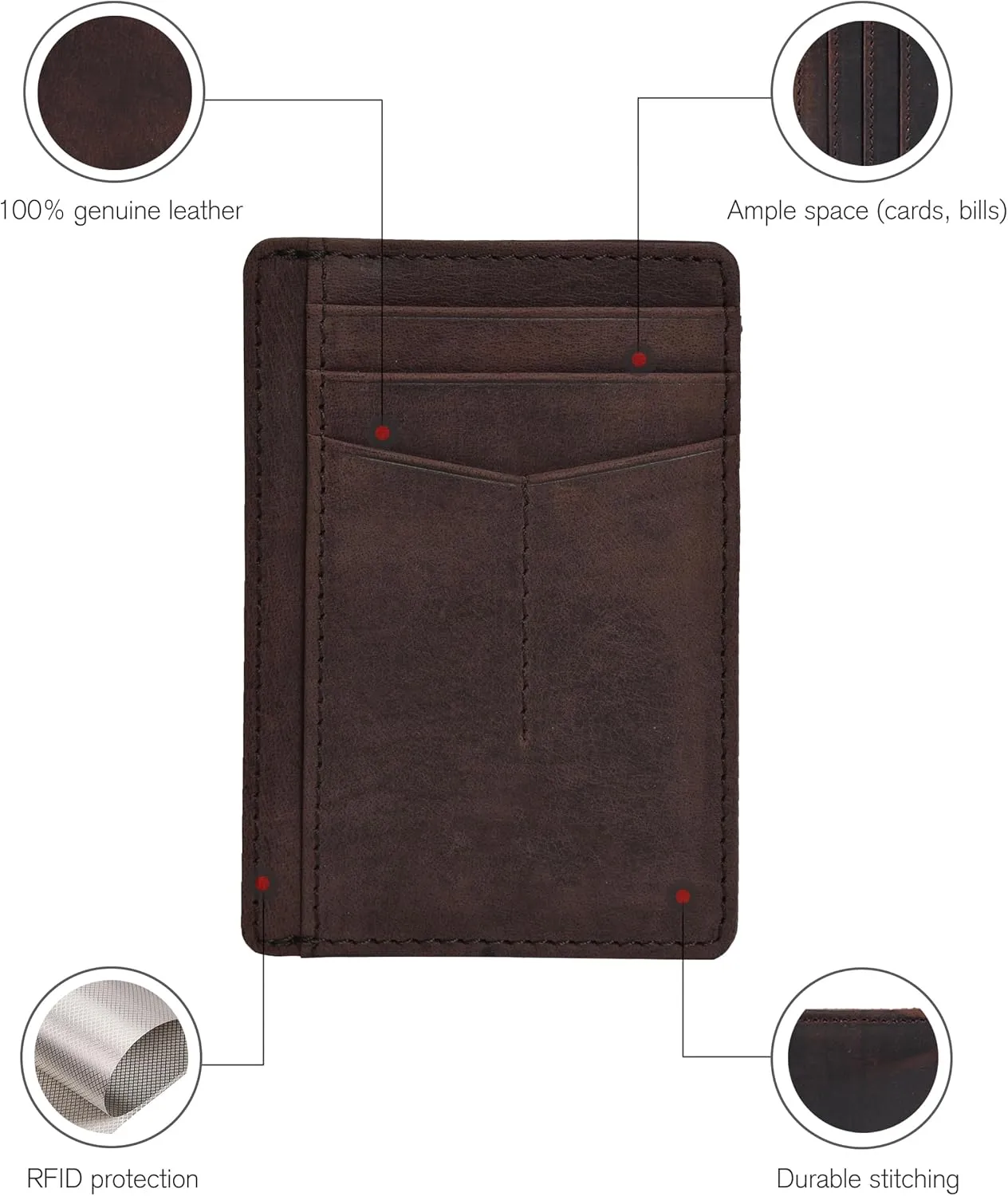 Leather Minimalist Wallet for Men & Women RFID Front Pocket Leather Card Holder Wallets