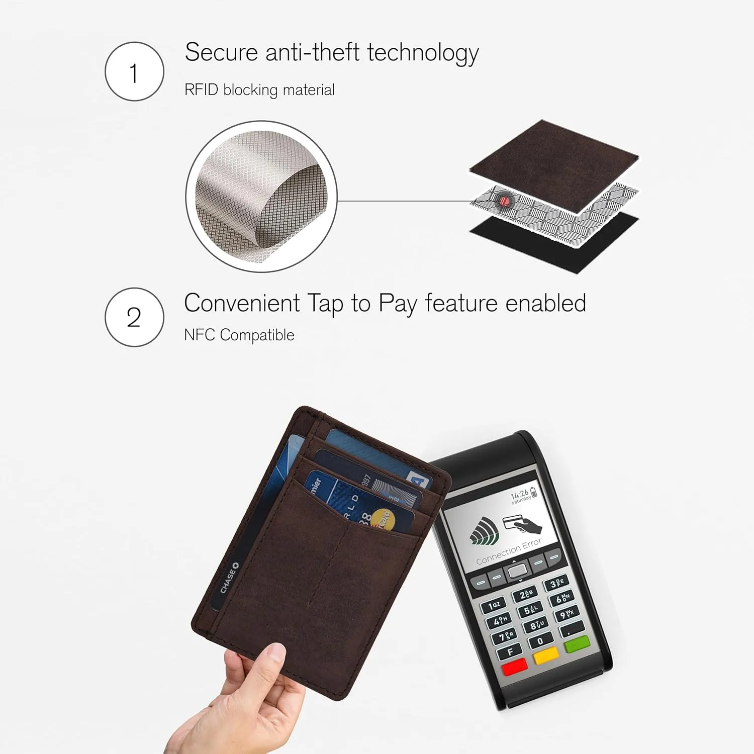 Leather Minimalist Wallet for Men & Women RFID Front Pocket Leather Card Holder Wallets