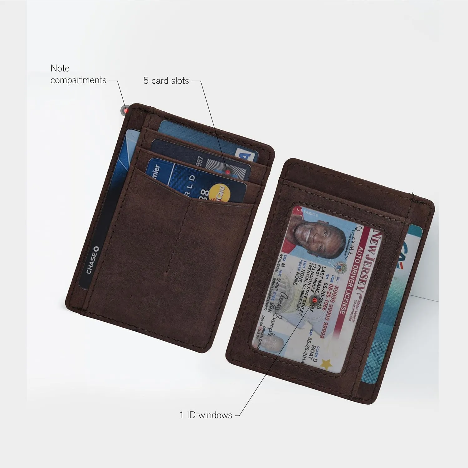 Leather Minimalist Wallet for Men & Women RFID Front Pocket Leather Card Holder Wallets
