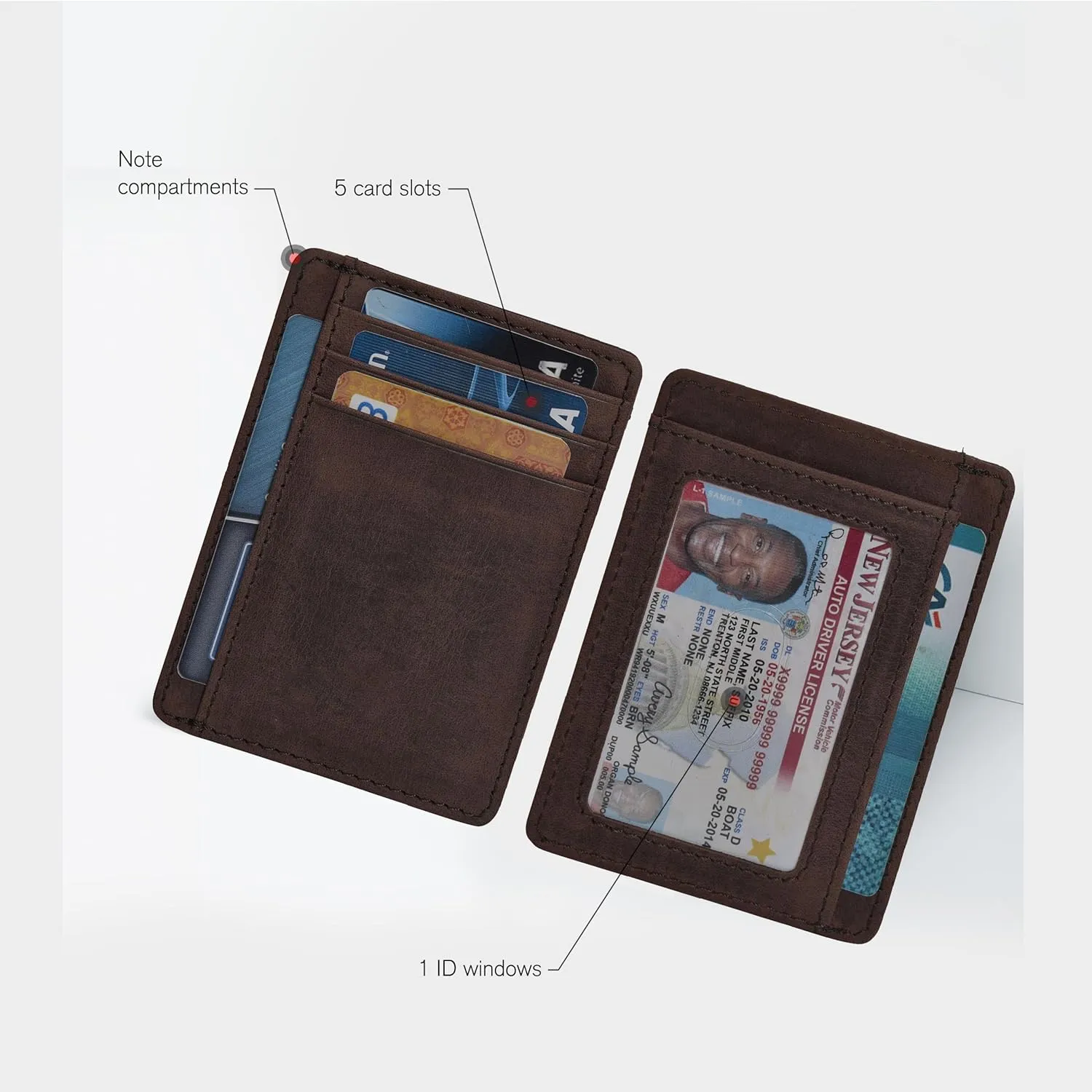 Leather Minimalist Wallet for Men & Women RFID Front Pocket Leather Card Holder Wallets