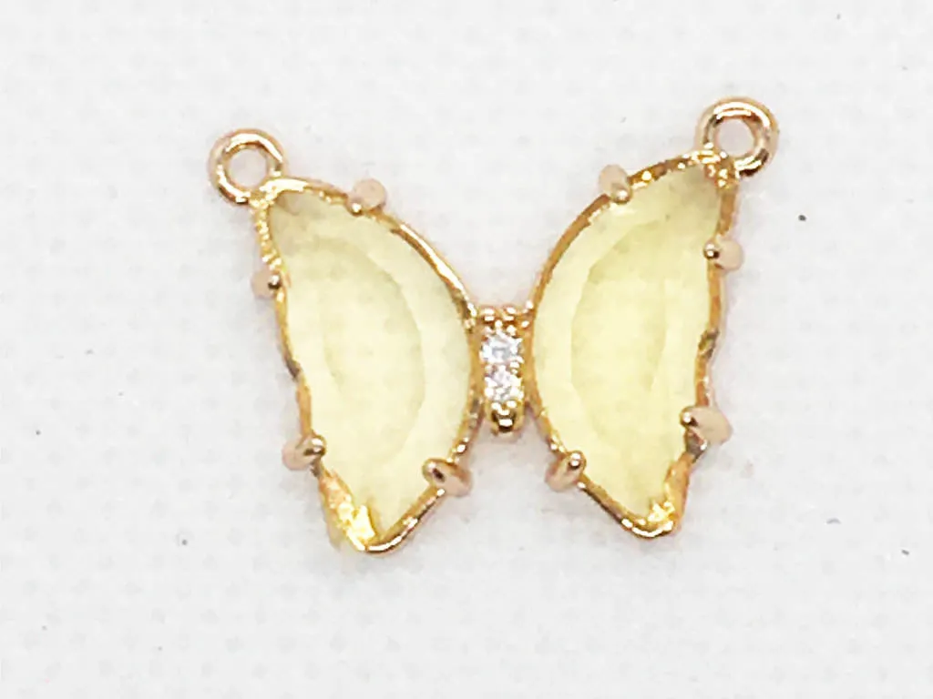 Light Yellow Butterfly Glass Charms
