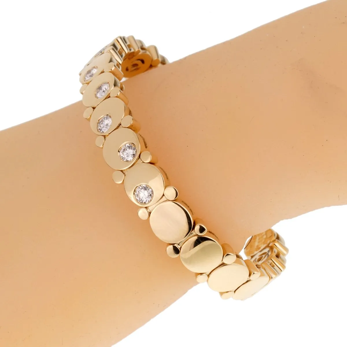 Marina B Diamond Yellow Gold Cuff Bangle Bracelet