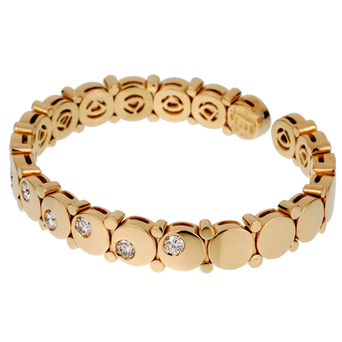 Marina B Diamond Yellow Gold Cuff Bangle Bracelet