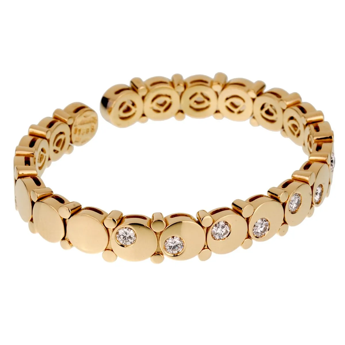 Marina B Diamond Yellow Gold Cuff Bangle Bracelet