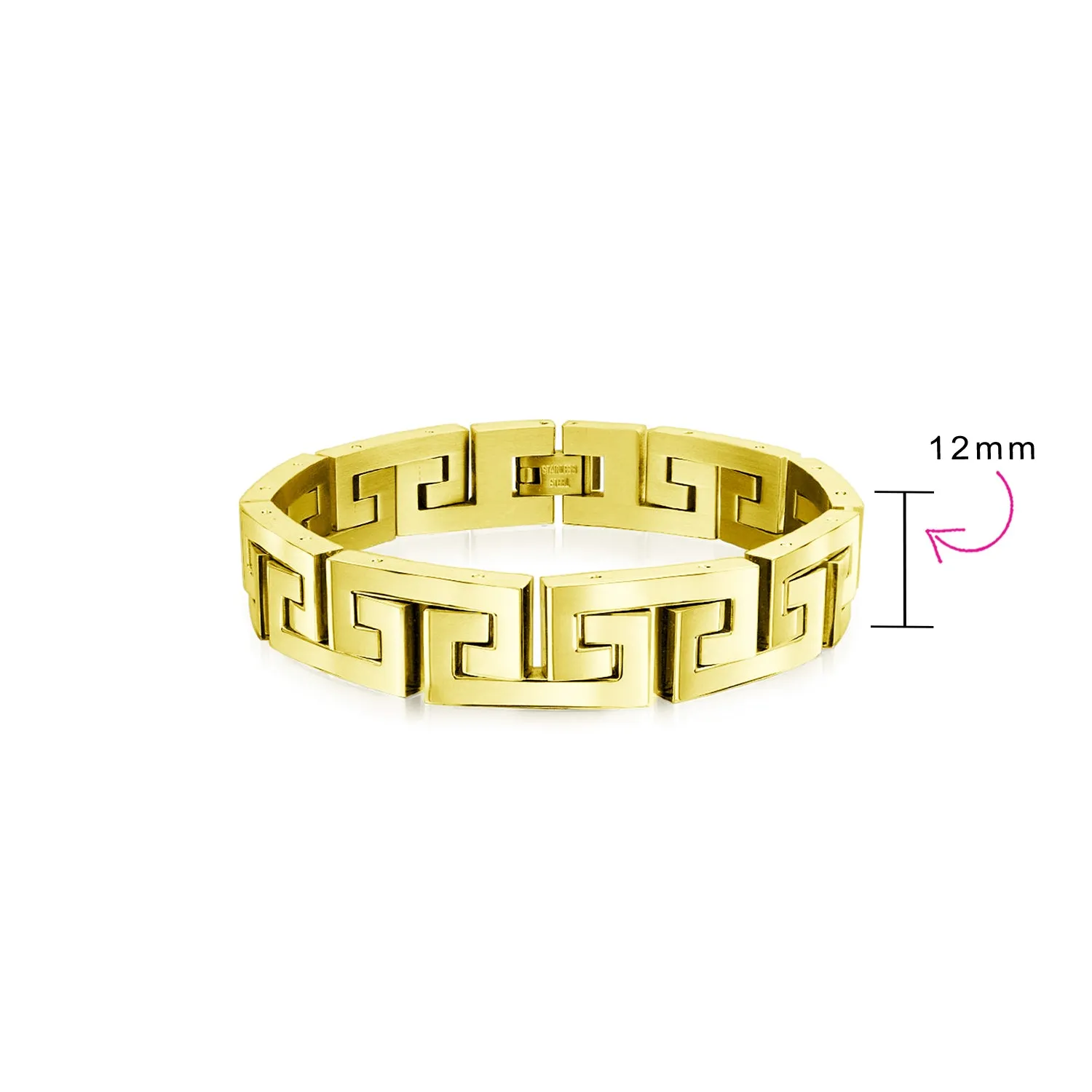 Masculine Geometric Chain Link BraceletMen Black Gold Silver Tone 8.5-9"