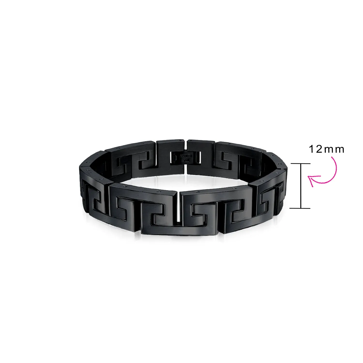 Masculine Geometric Chain Link BraceletMen Black Gold Silver Tone 8.5-9"