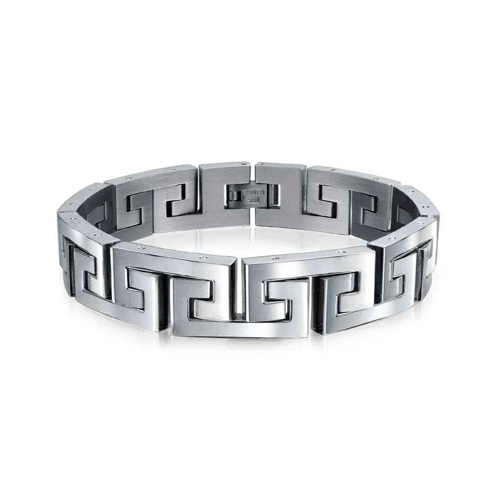 Masculine Geometric Chain Link BraceletMen Black Gold Silver Tone 8.5-9"