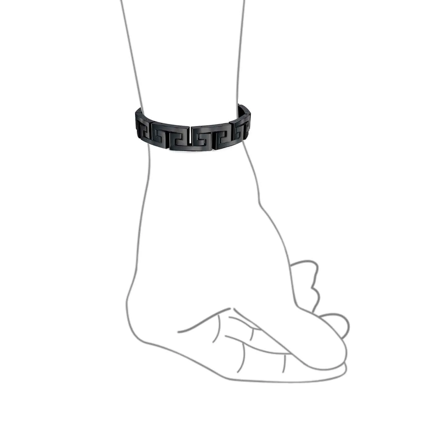 Masculine Geometric Chain Link BraceletMen Black Gold Silver Tone 8.5-9"