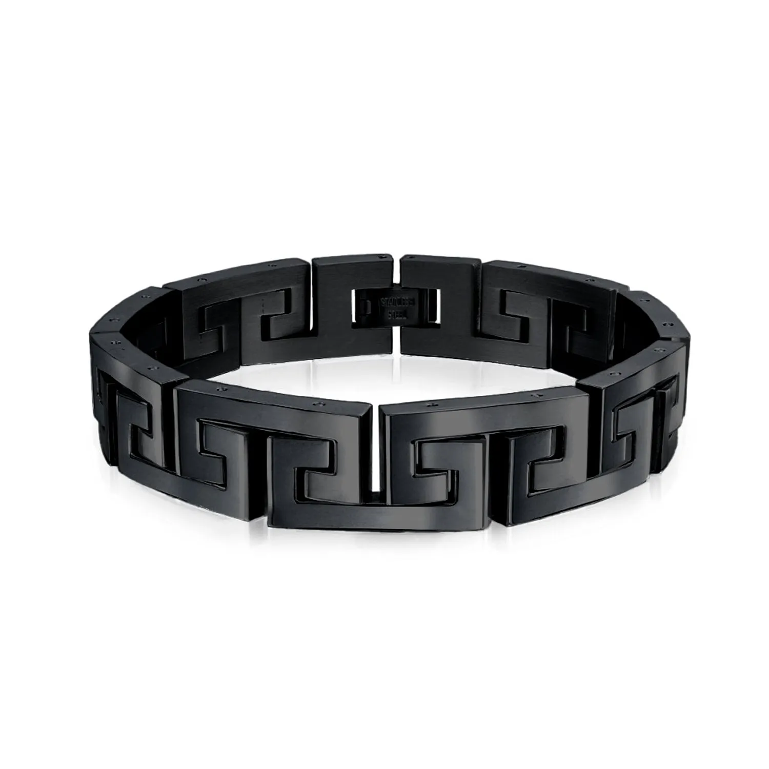 Masculine Geometric Chain Link BraceletMen Black Gold Silver Tone 8.5-9"
