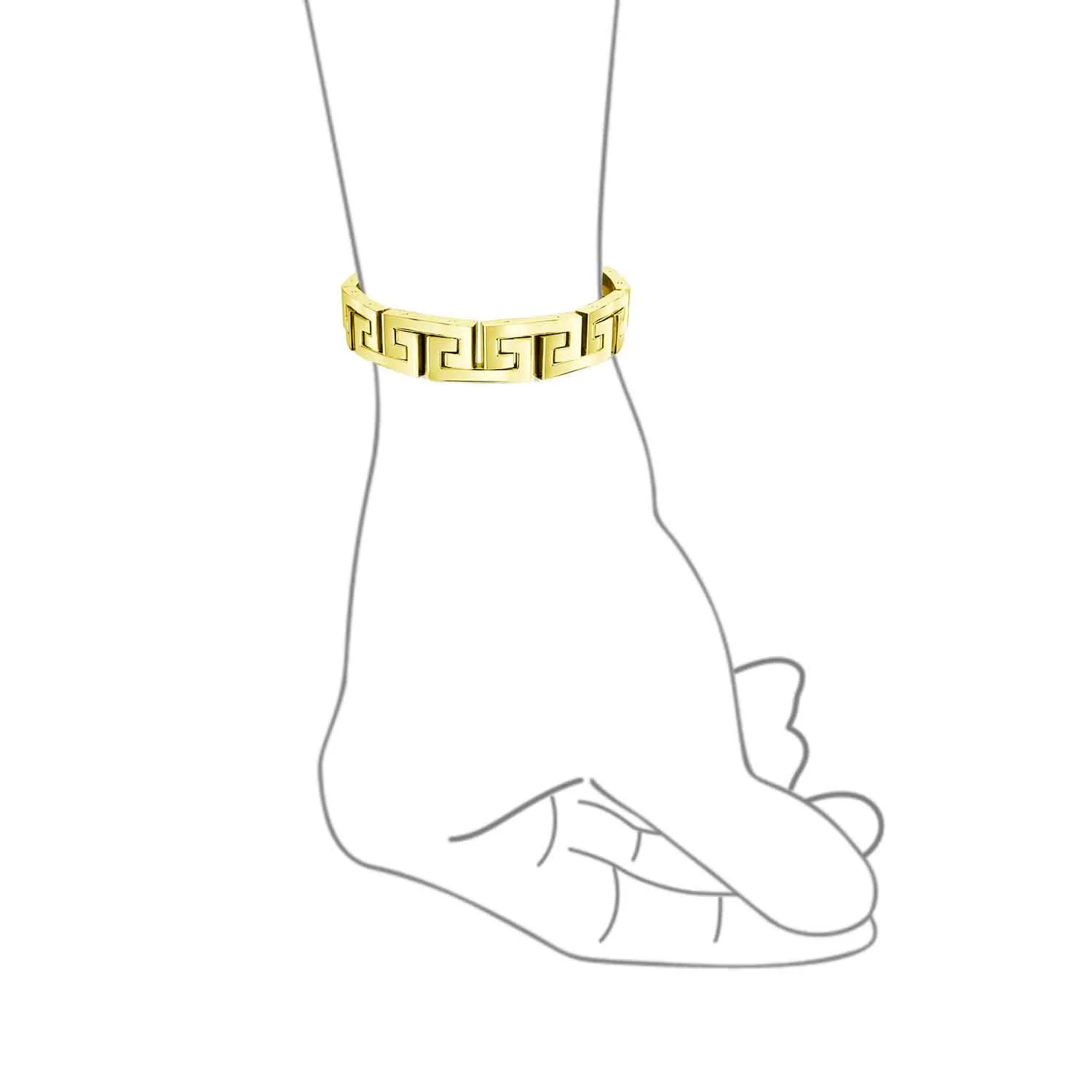 Masculine Geometric Chain Link BraceletMen Black Gold Silver Tone 8.5-9"