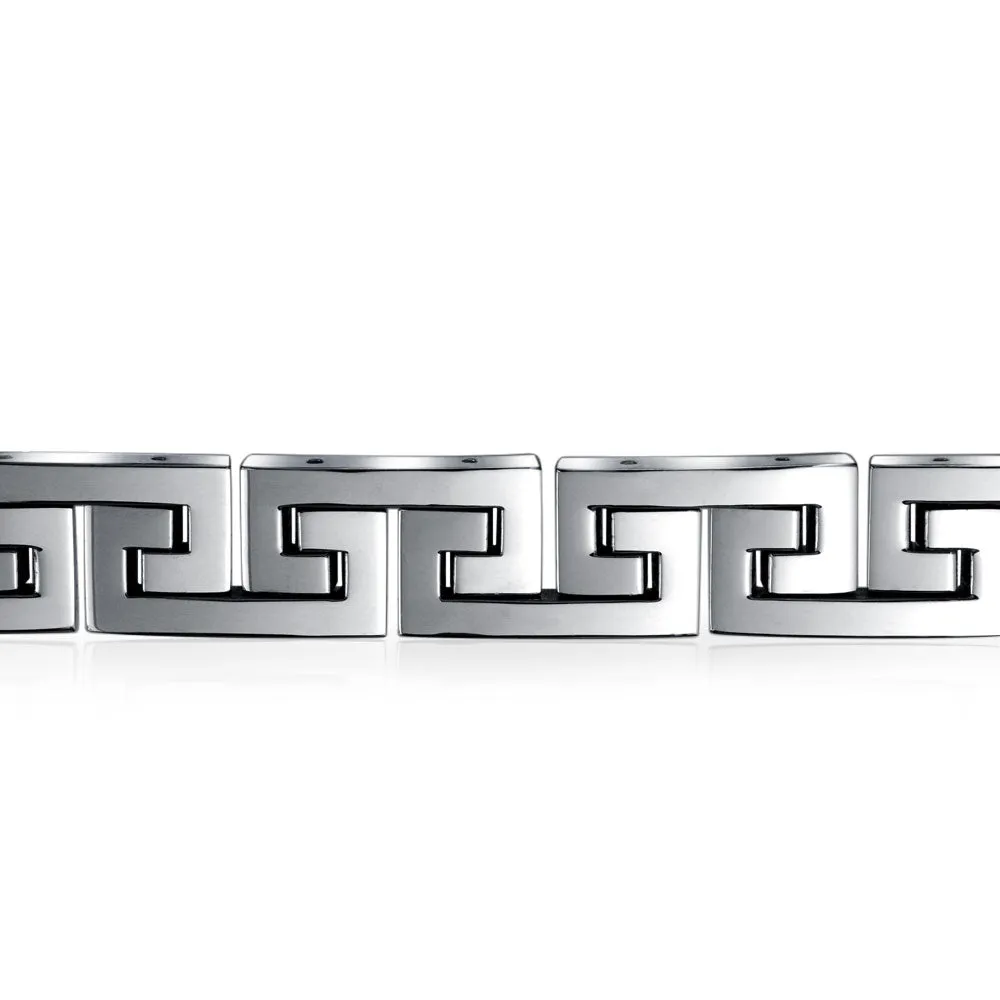 Masculine Geometric Chain Link BraceletMen Black Gold Silver Tone 8.5-9"