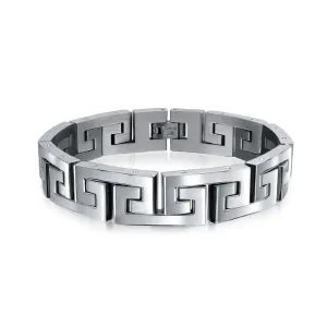 Masculine Geometric Chain Link BraceletMen Black Gold Silver Tone 8.5-9"