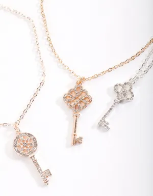 Mixed Metal Key Bracelet Pack