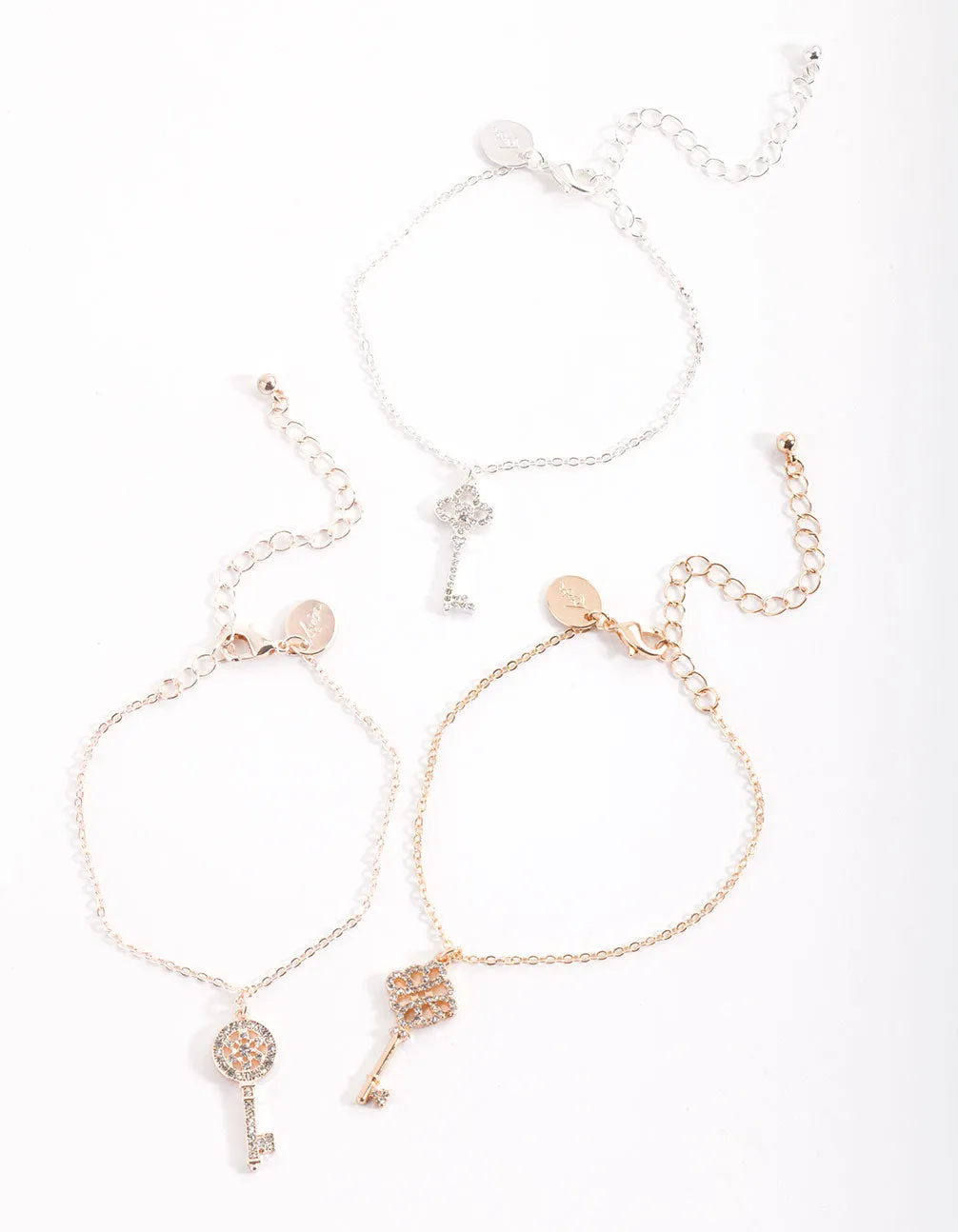 Mixed Metal Key Bracelet Pack