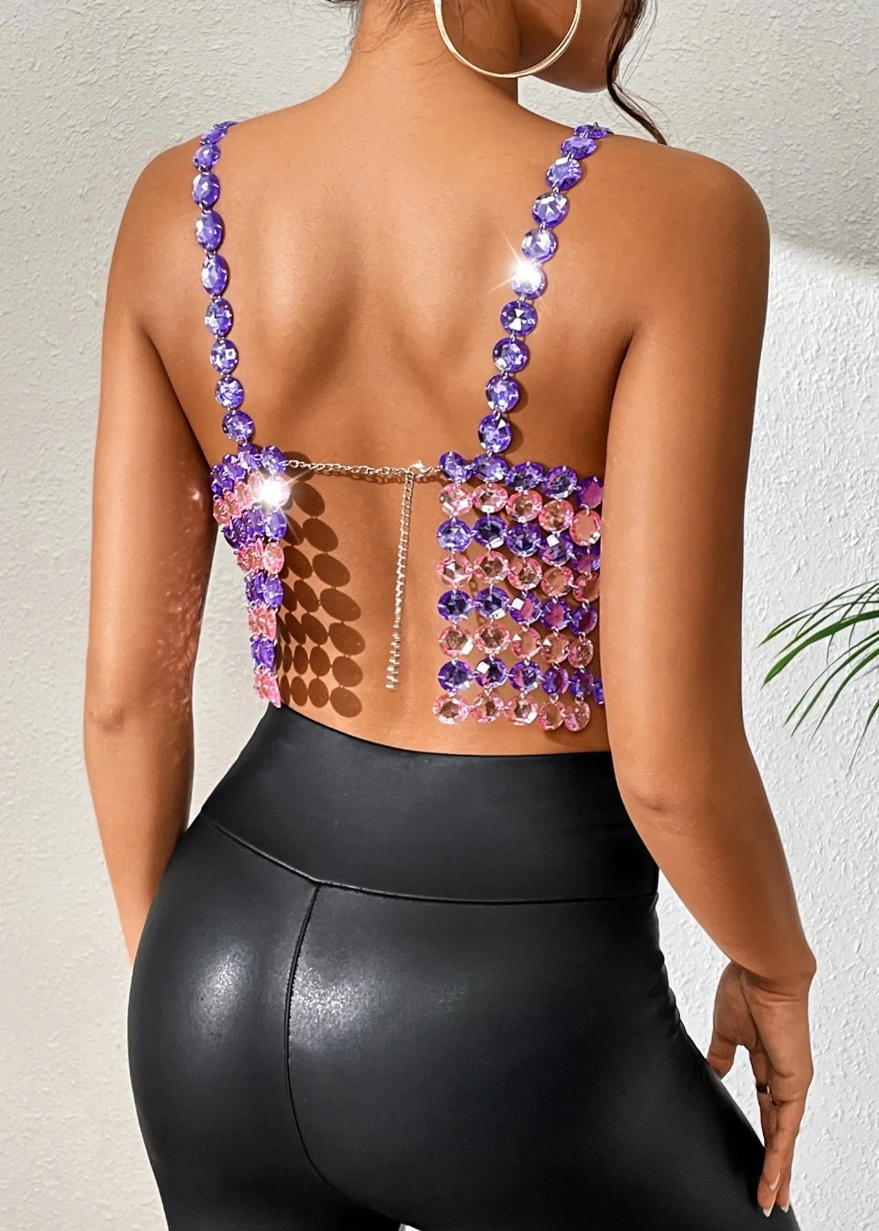 Multicolor Gem Hollow-out Cami Top