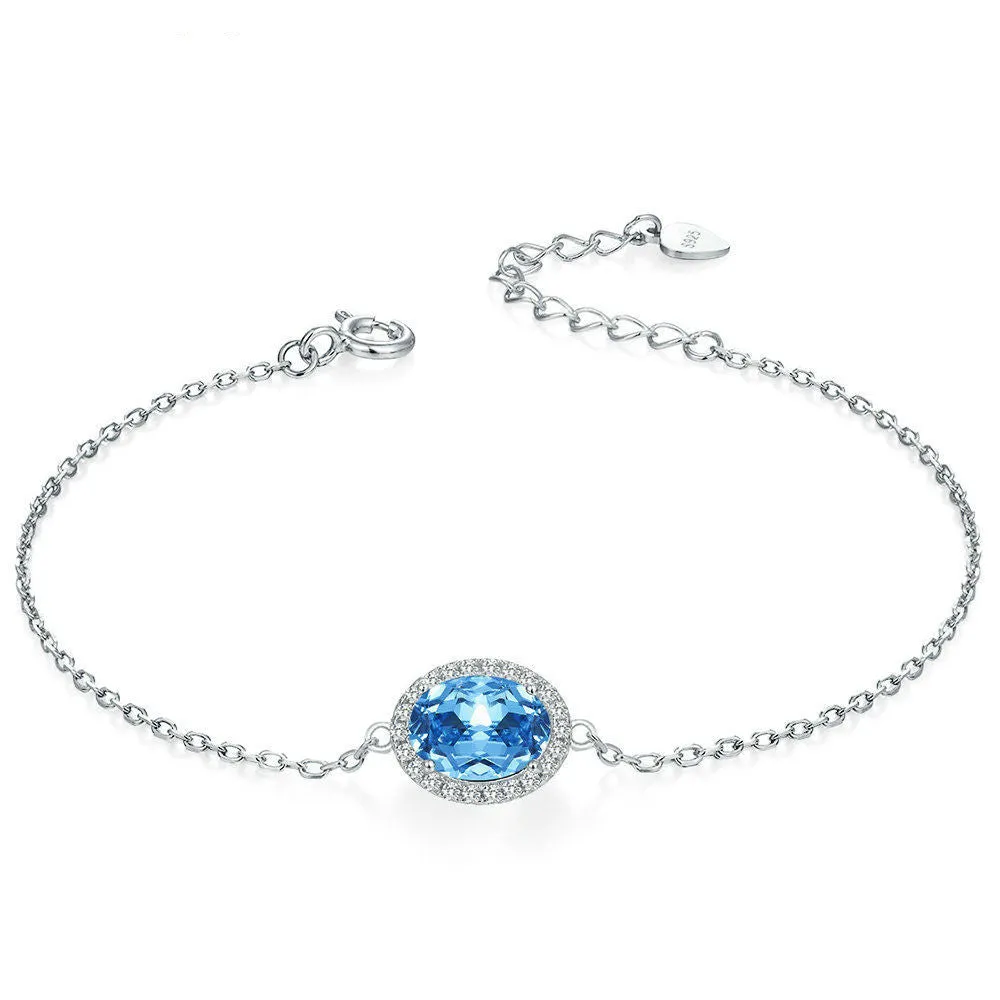 Natural Swiss Blue Topaz Bracelet
