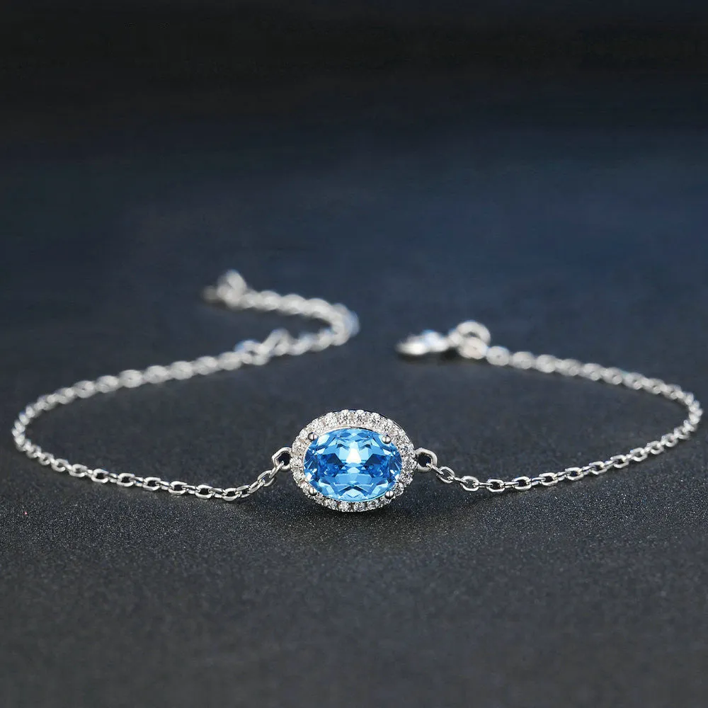 Natural Swiss Blue Topaz Bracelet