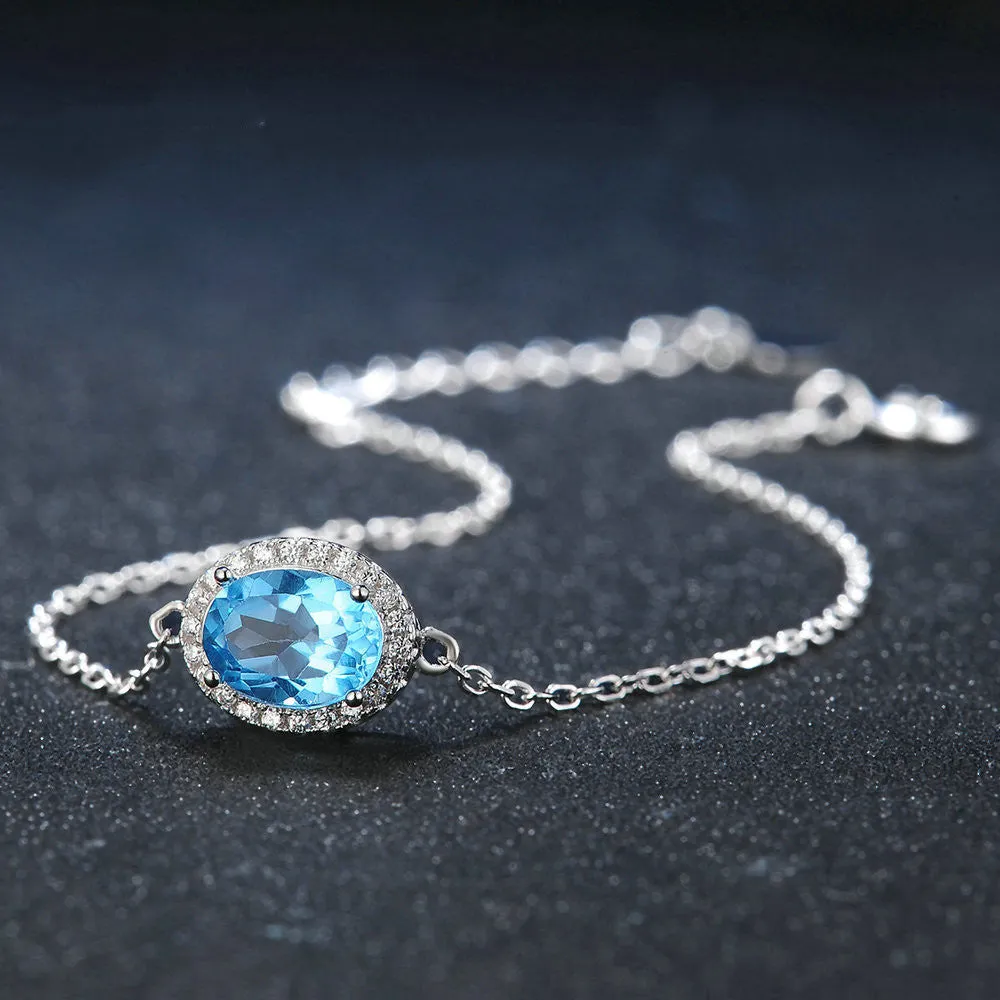 Natural Swiss Blue Topaz Bracelet