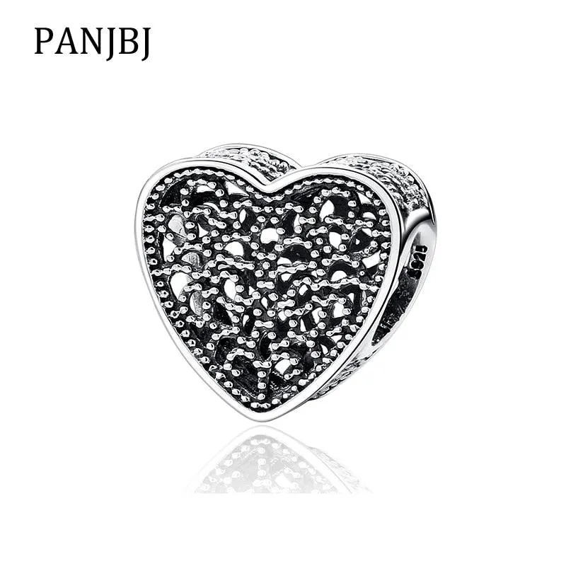 Openwork Hollow Heart Charms Beads