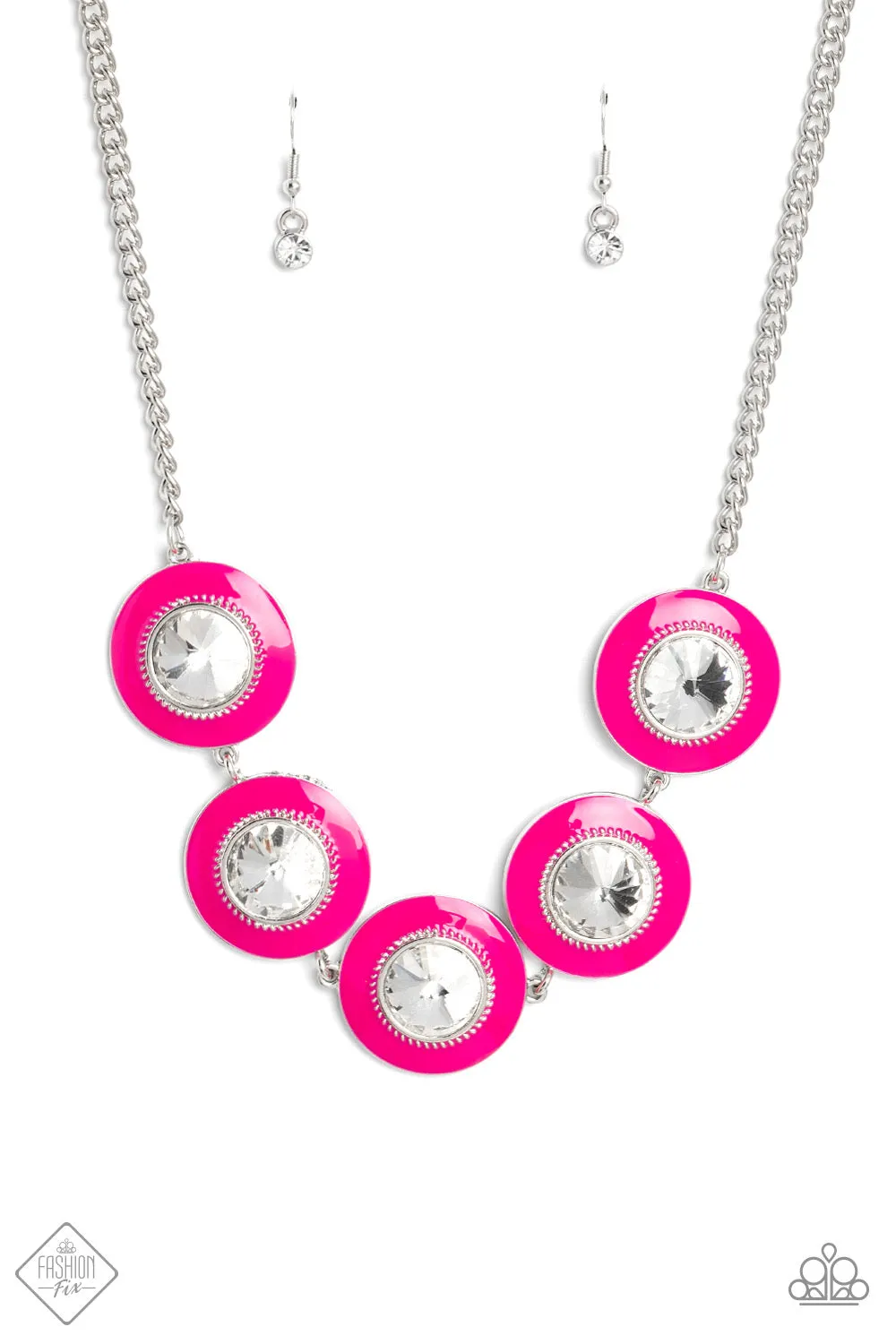 Paparazzi 2 Piece Jewelry Set: Feminine Flair - Pink Necklace & Dame Disposition - Pink Earrings- Fashion Fix January 2023