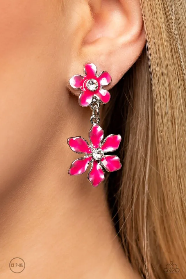 Paparazzi Earring ~ Transparent Talent - Pink