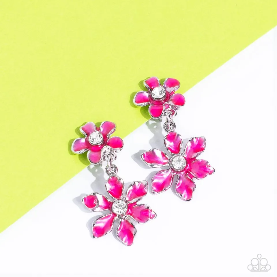Paparazzi Earring ~ Transparent Talent - Pink