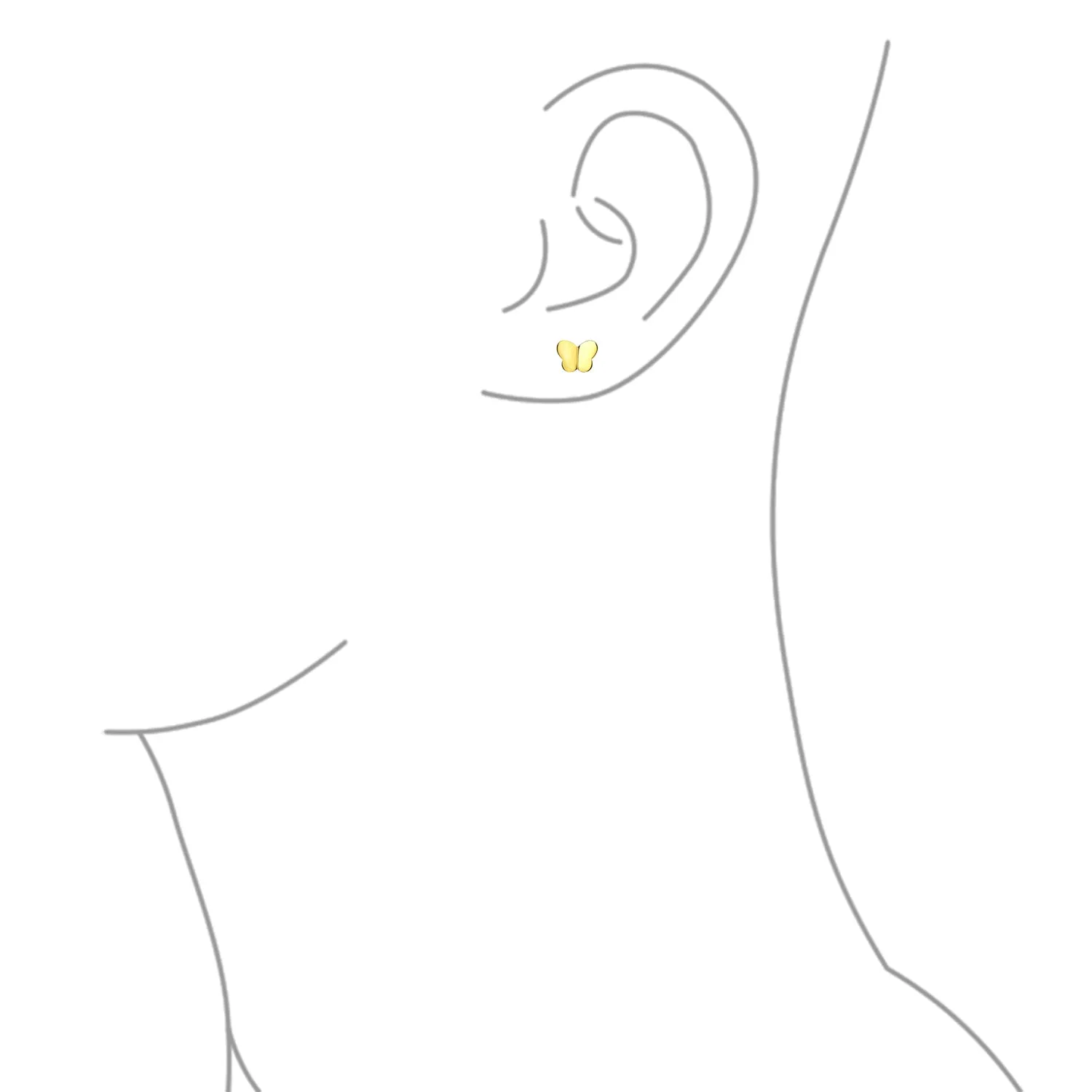 Petite 14K Yellow Gold Butterfly Stud Earrings with Secure Screw Back