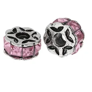 Pink Flower Design Charm Beads for Snake Charm Charm Bracelet