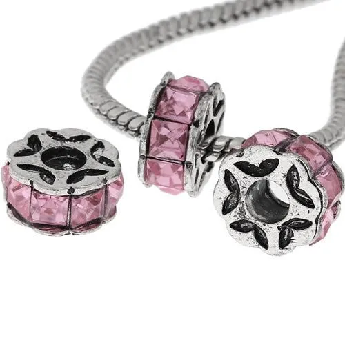 Pink Flower Design Charm Beads for Snake Charm Charm Bracelet