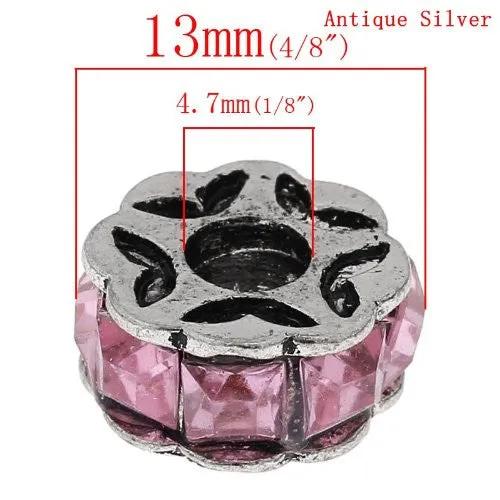 Pink Flower Design Charm Beads for Snake Charm Charm Bracelet