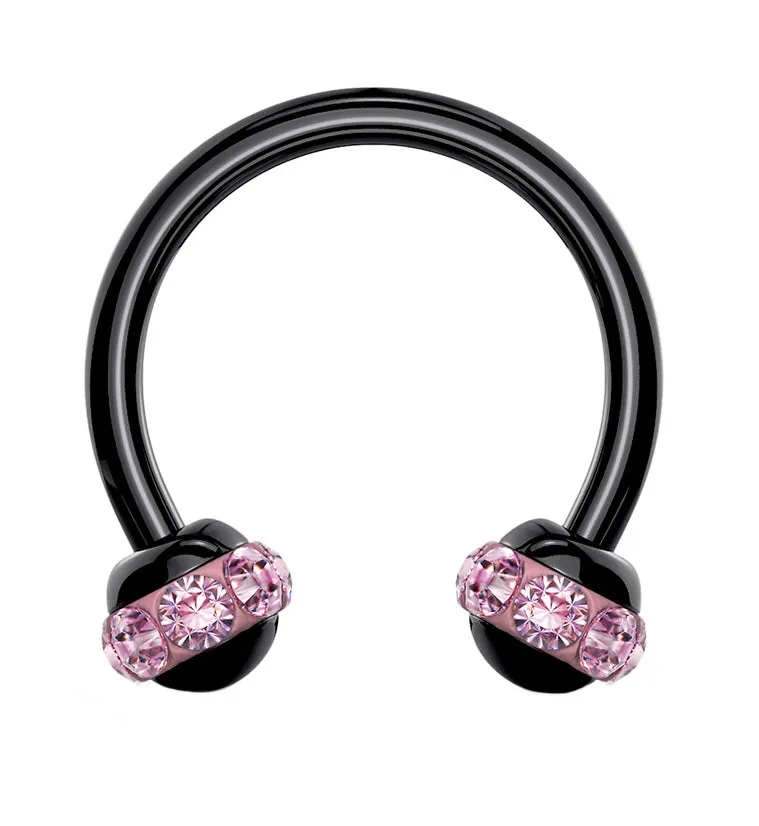 Pink Gem Orb Black Circular Barbell