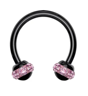 Pink Gem Orb Black Circular Barbell