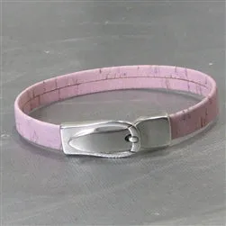 Pink Leather Like Cork Cord  Bracelet