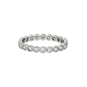 Platinum Finish Sterling Silver Beaded Bezel Ring - BL2299R