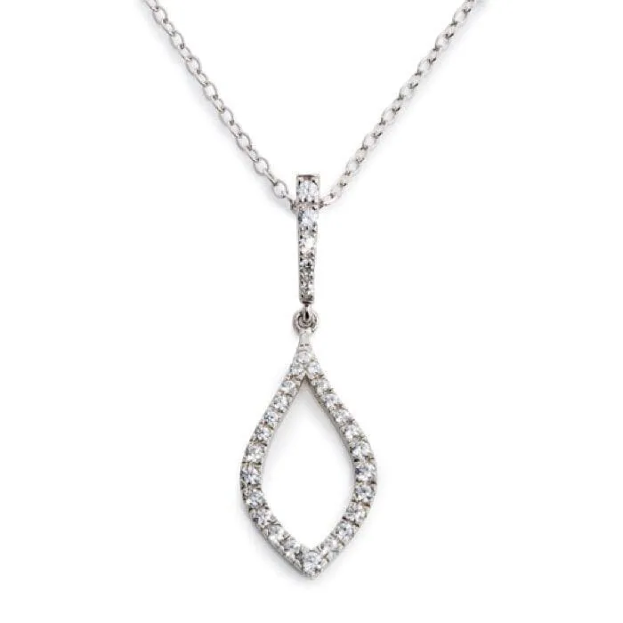 Platinum Finish Sterling Silver Micropave Drop Pendant  - BL2132N