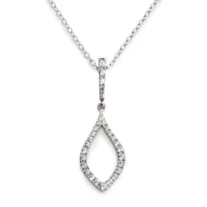 Platinum Finish Sterling Silver Micropave Drop Pendant  - BL2132N
