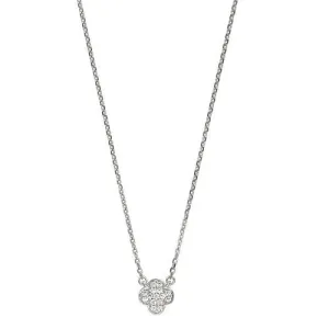 Platinum Finish Sterling Silver Micropave Small Clover Pendant - BL2254N