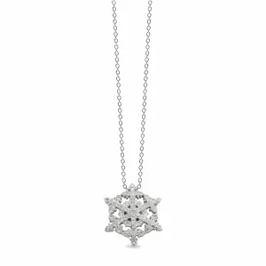 Platinum Finish Sterling Silver Micropave Snowflake Pendant - BL2158N