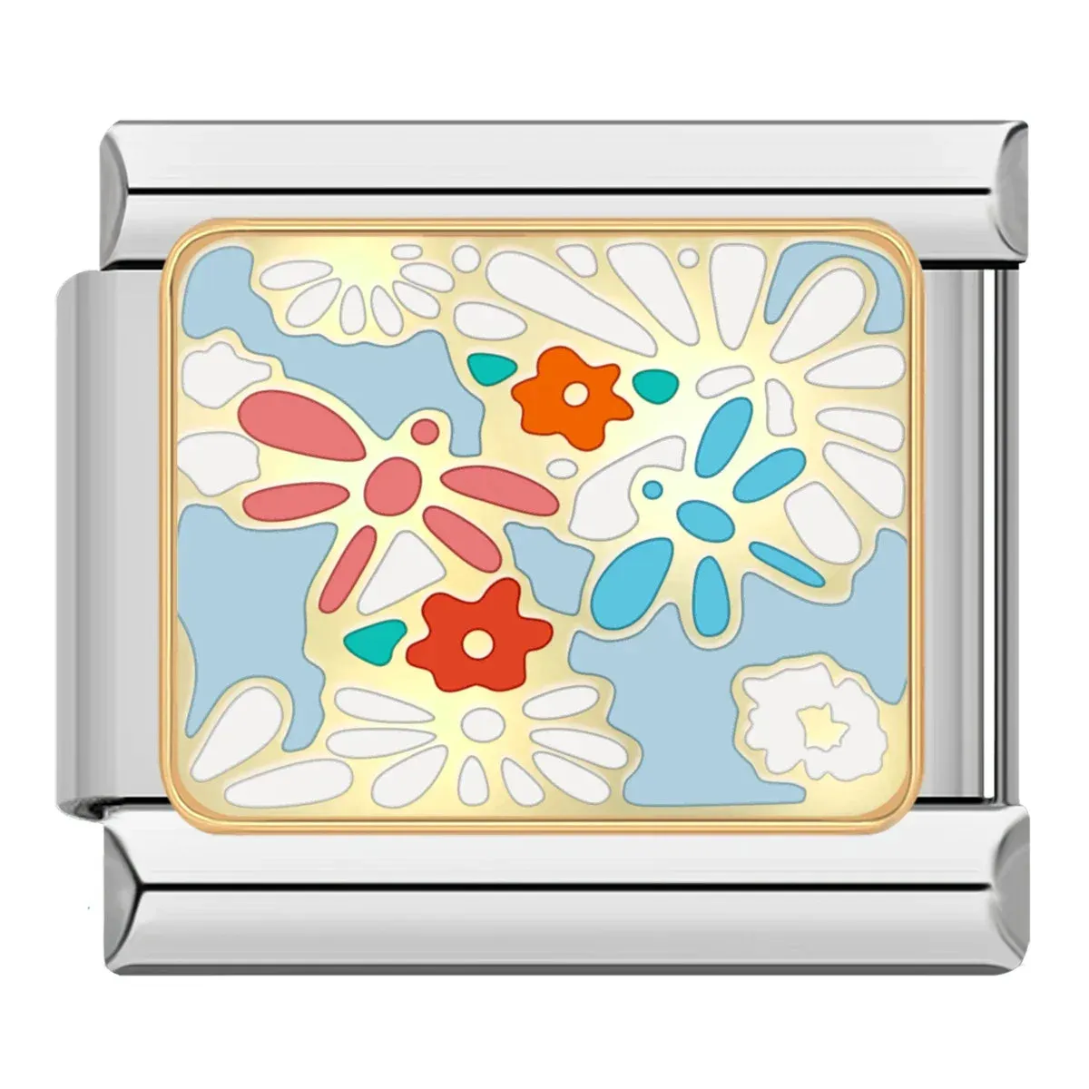 Pretty Flower Charms Links for Italian Charm Bracelet - Customize your bracelet adding a colofrull flower to your bracelet.