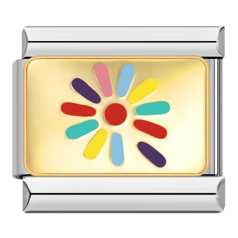 Pretty Flower Charms Links for Italian Charm Bracelet - Customize your bracelet adding a colofrull flower to your bracelet.