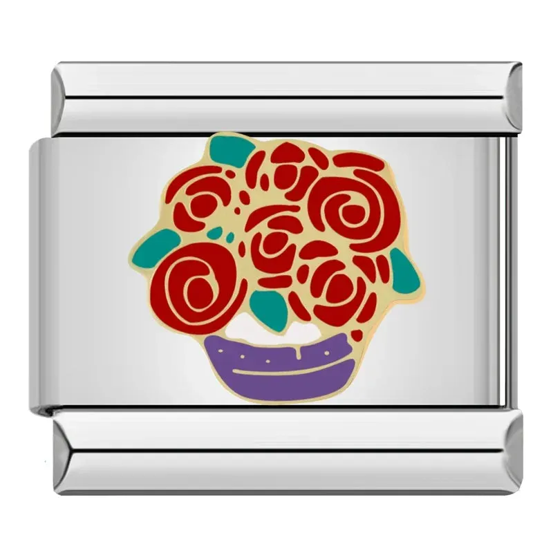 Pretty Flower Charms Links for Italian Charm Bracelet - Customize your bracelet adding a colofrull flower to your bracelet.