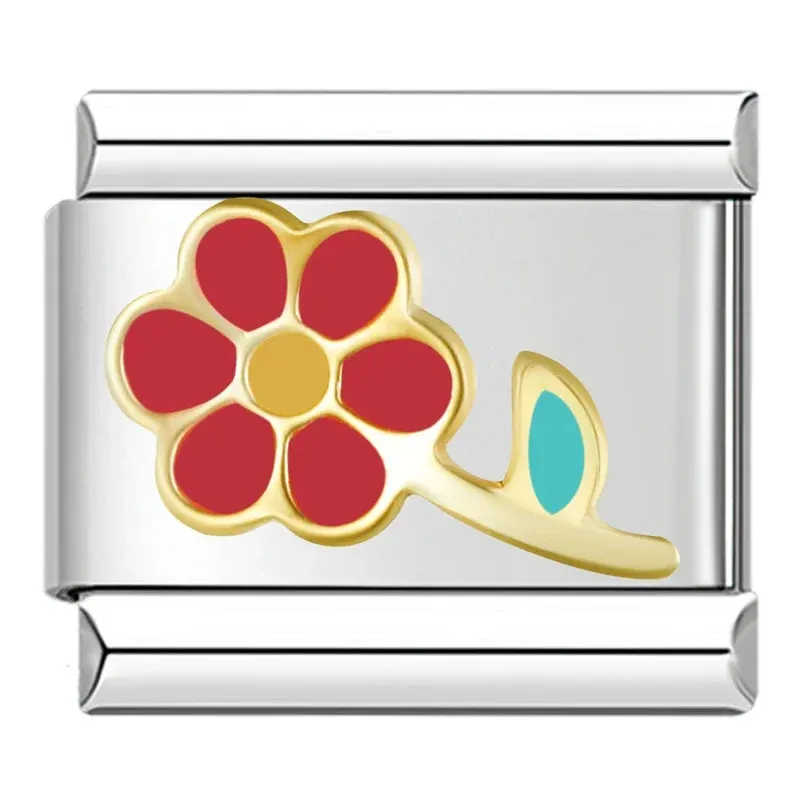 Pretty Flower Charms Links for Italian Charm Bracelet - Customize your bracelet adding a colofrull flower to your bracelet.